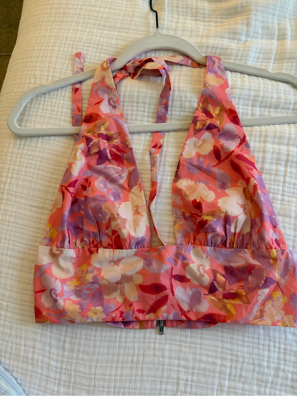 Beginning boutique Floral Halter Crop Top in Pink & Lavender